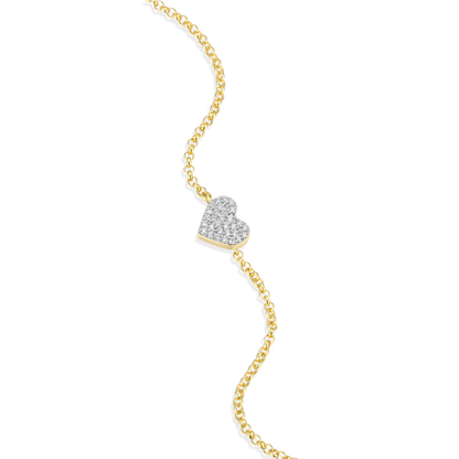Pave Heart Pendant Bolo Bracelet in 14K Yellow Gold-Plated Sterling Silver | M by Monte Luna