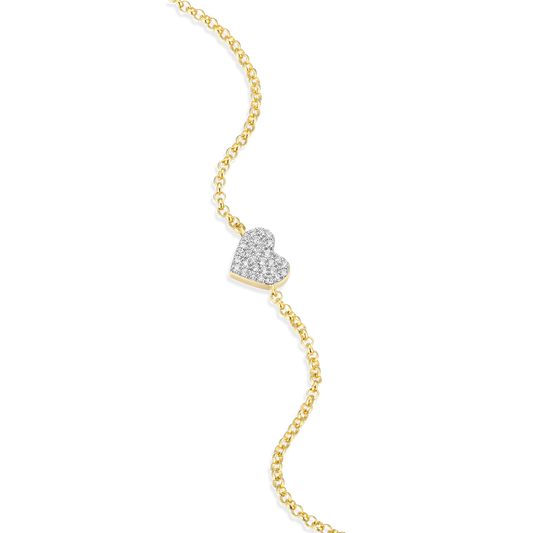 Pave Heart Pendant Bolo Bracelet in 14K Yellow Gold-Plated Sterling Silver | M by Monte Luna