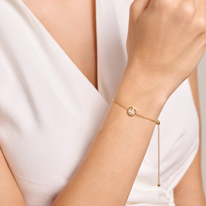 Peace Bolo Bracelet in 14K Yellow Gold-Plated Sterling Silver | M by Monte Luna