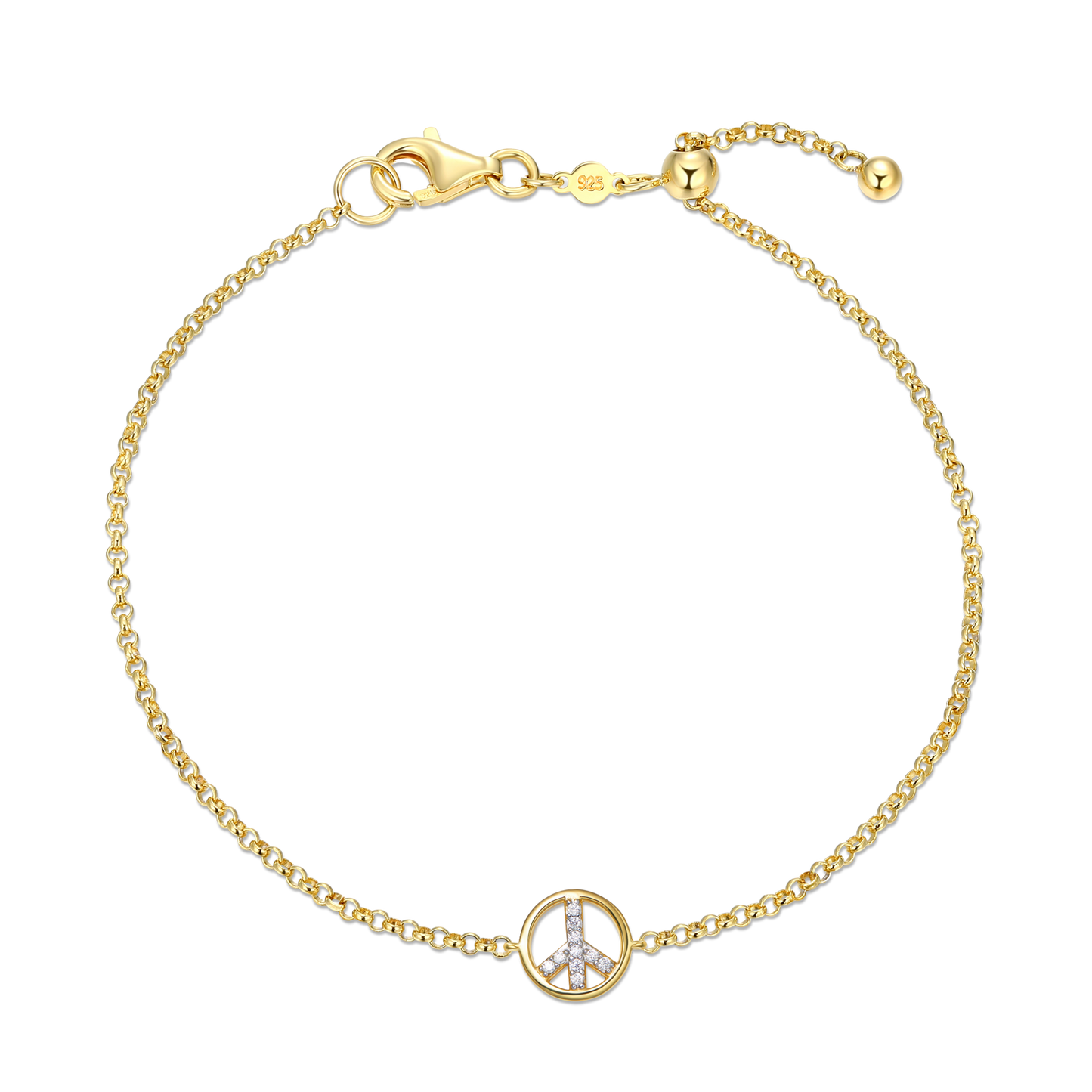 Peace Bolo Bracelet in 14K Yellow Gold-Plated Sterling Silver | M by Monte Luna