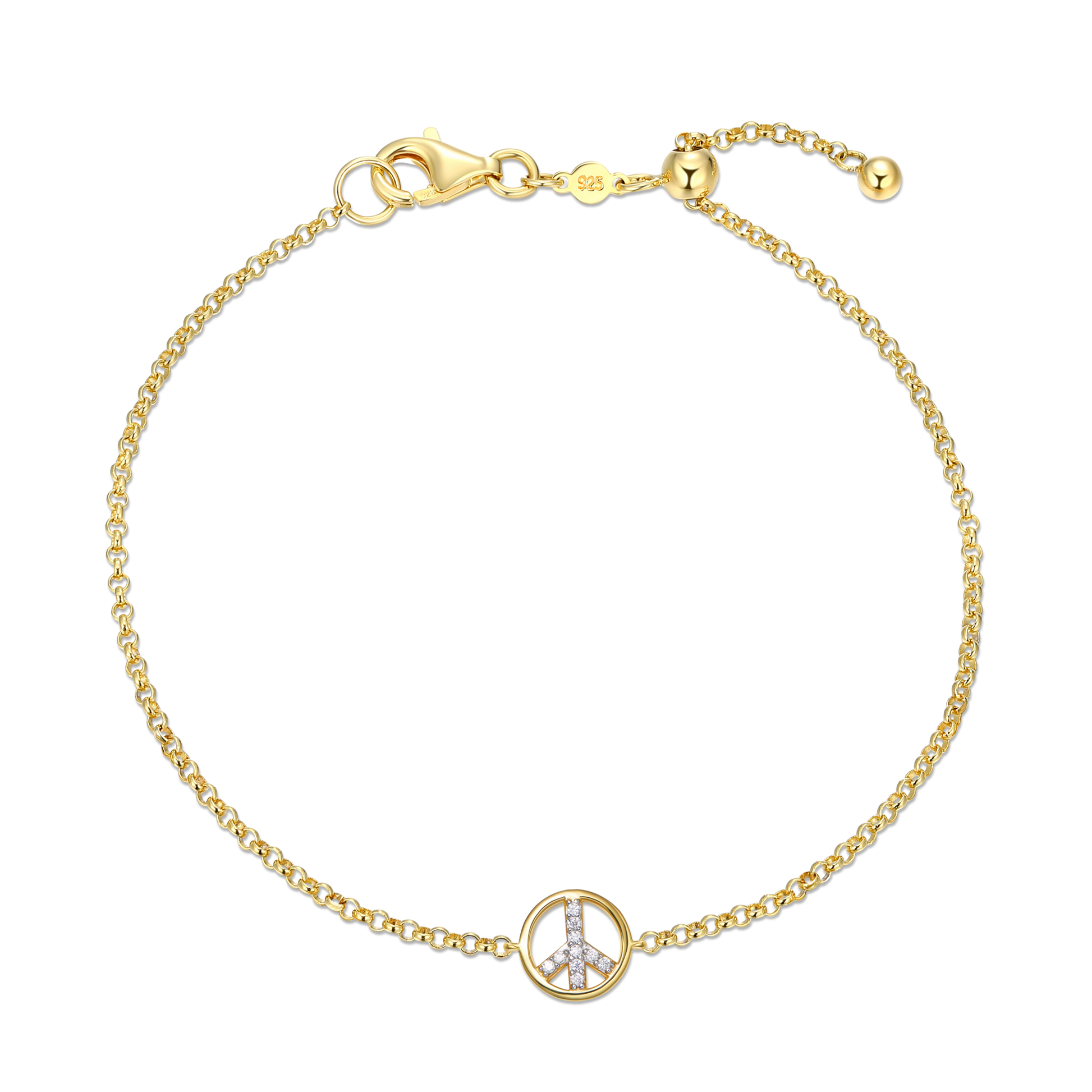 Peace Bolo Bracelet in 14K Yellow Gold-Plated Sterling Silver | M by Monte Luna