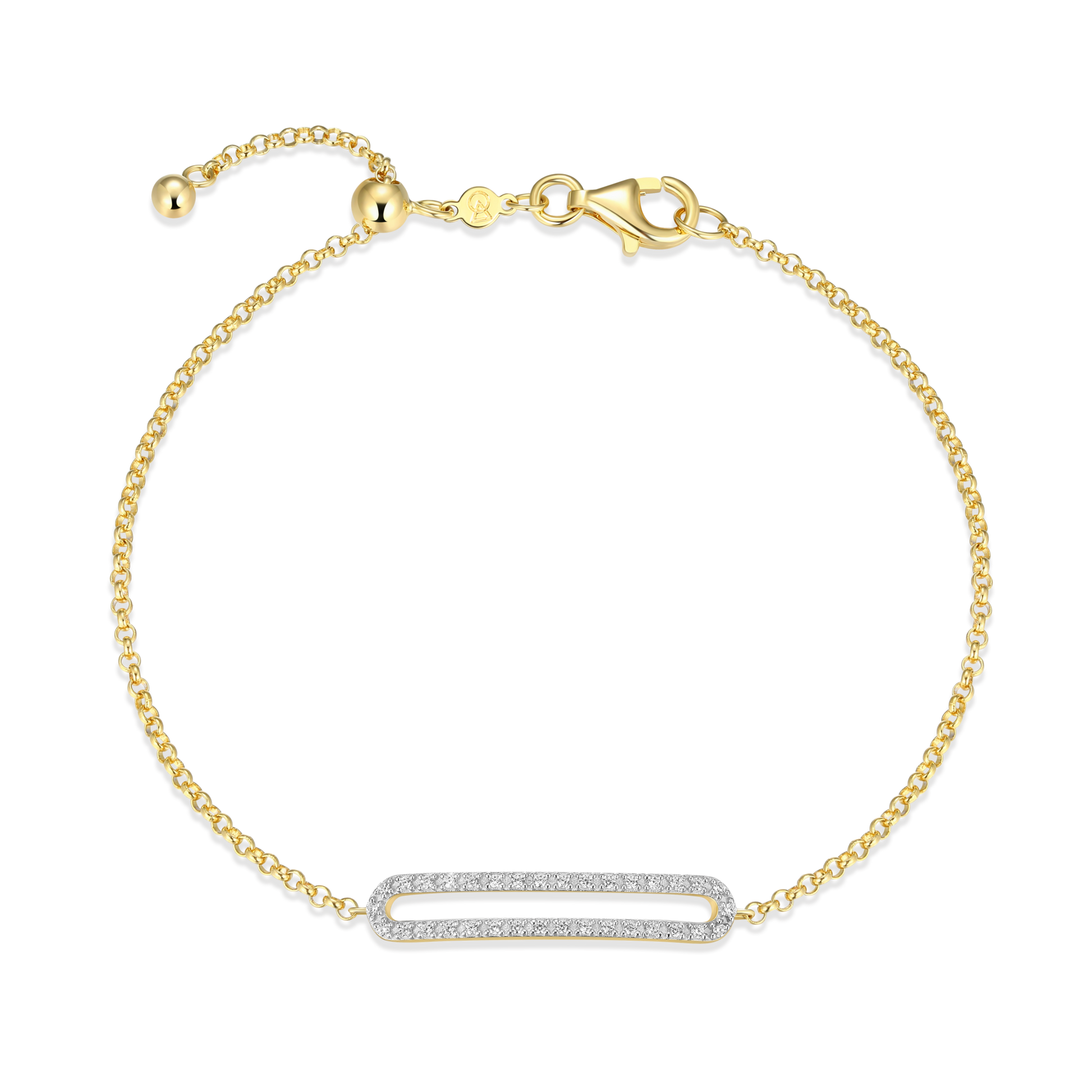Pave Paperclip Pendant Bolo Bracelet in 14K Yellow Gold-Plated Sterling Silver | M by Monte Luna