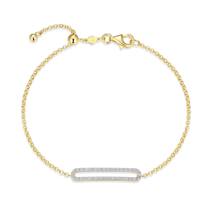 Pave Paperclip Pendant Bolo Bracelet in 14K Yellow Gold-Plated Sterling Silver | M by Monte Luna