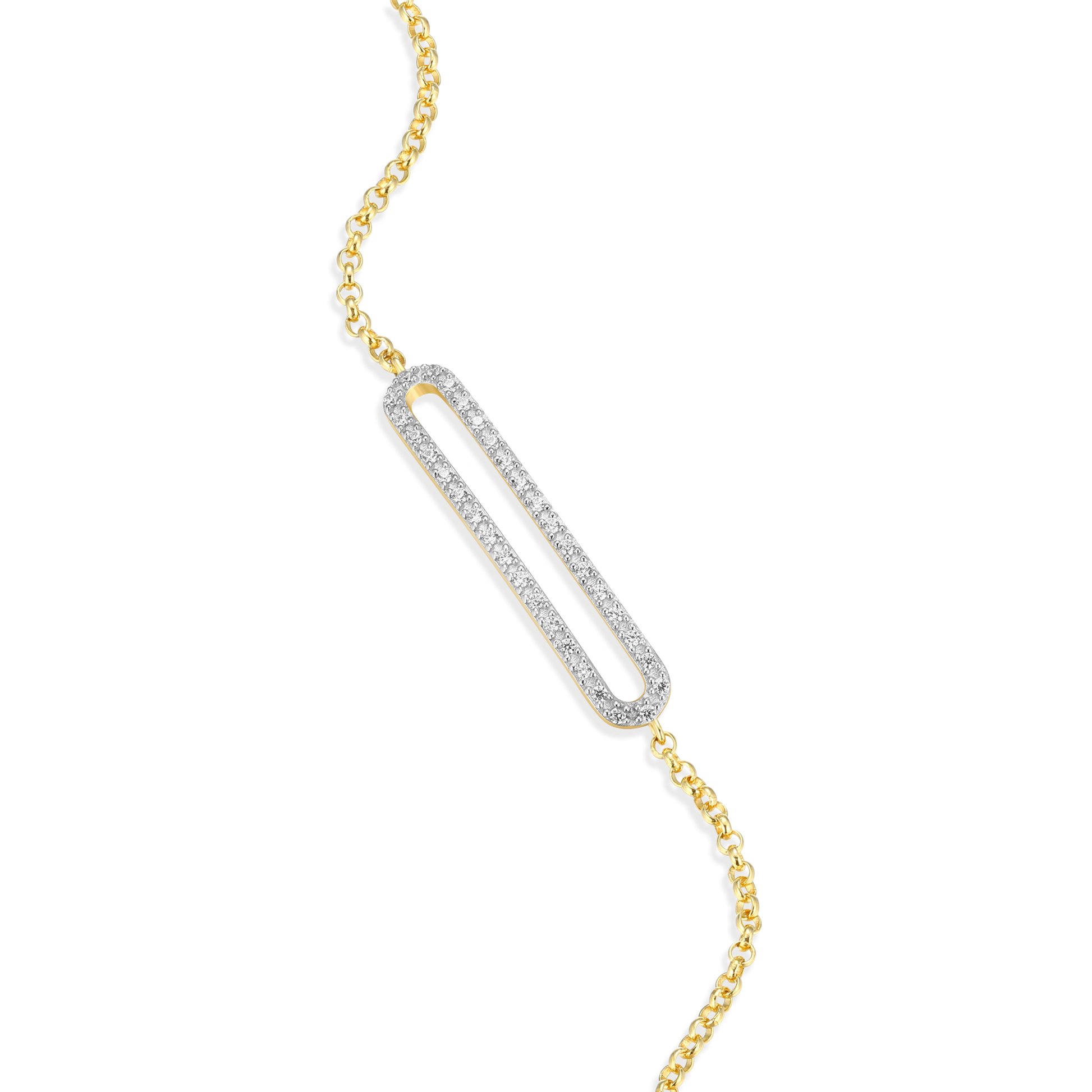 Pave Paperclip Pendant Bolo Bracelet in 14K Yellow Gold-Plated Sterling Silver | M by Monte Luna
