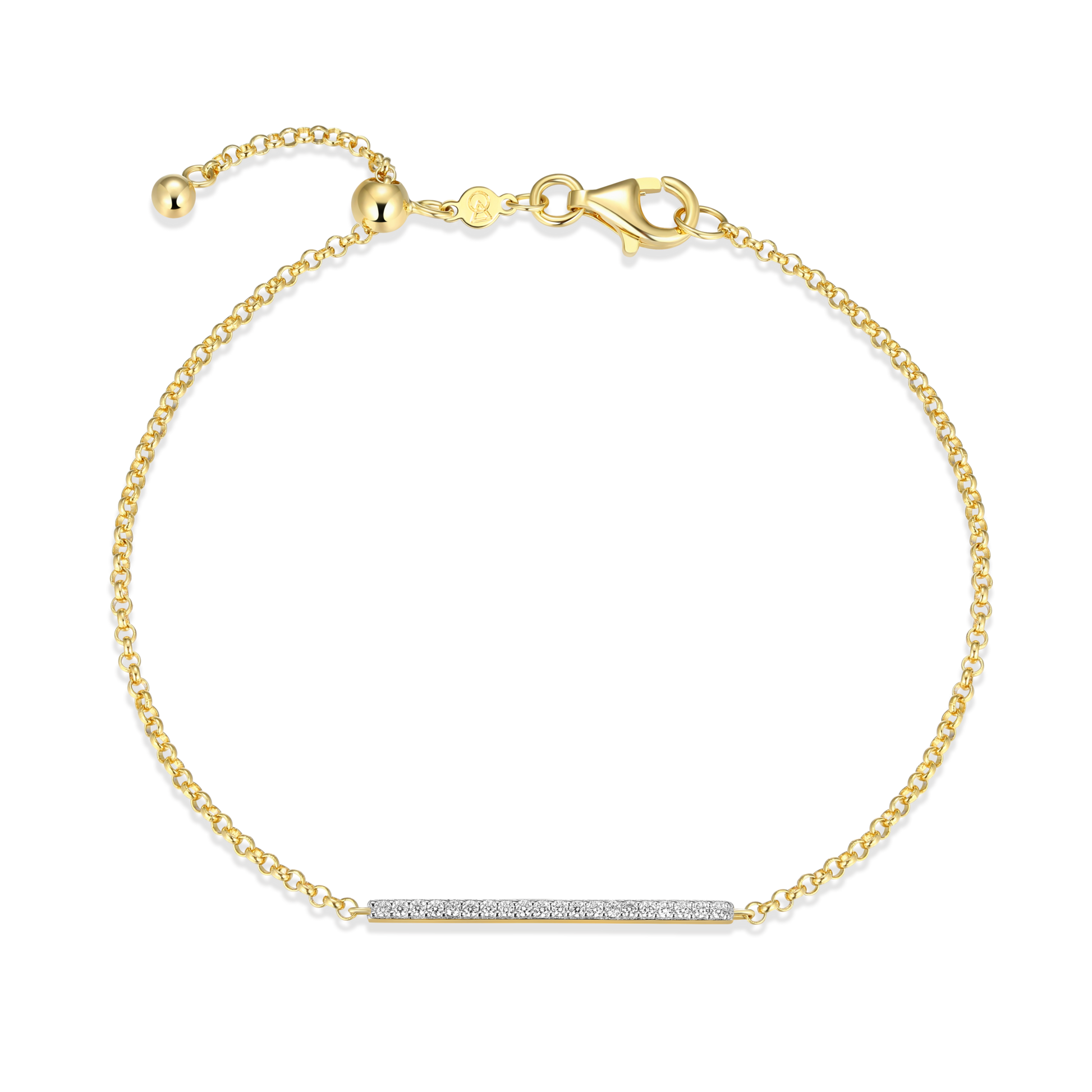 Pave Bar Bolo Bracelet in 14K Yellow Gold-Plated Sterling Silver | M by Monte Luna