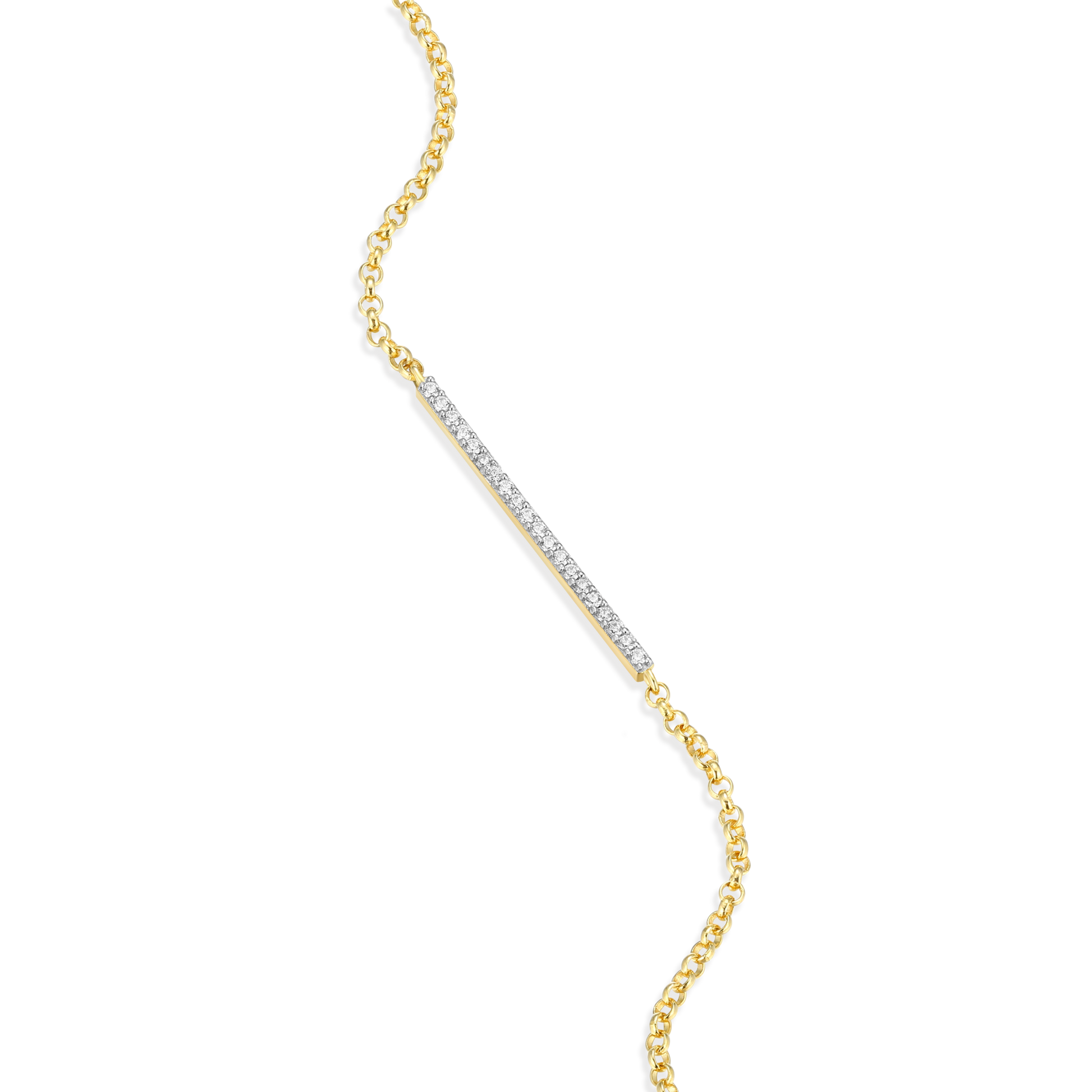 Pave Bar Bolo Bracelet in 14K Yellow Gold-Plated Sterling Silver | M by Monte Luna