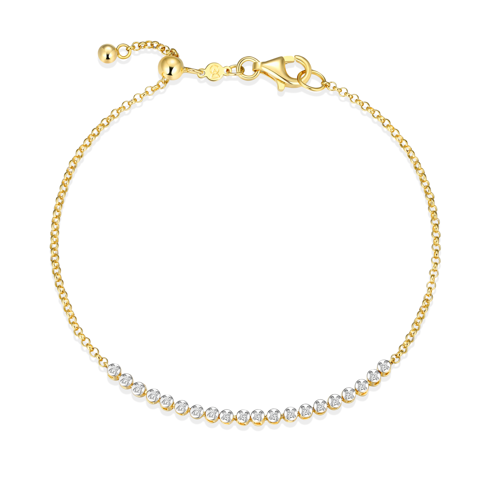 Lab-Created Diamond Line Tennis Bolo Bracelet in 14K Yellow Gold-Plated Sterling Silver | M by Monte Luna