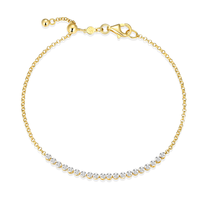 Lab-Created Diamond Line Tennis Bolo Bracelet in 14K Yellow Gold-Plated Sterling Silver | M by Monte Luna