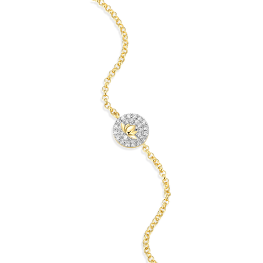 Lotus Tag Bolo Bracelet in 14K Yellow Gold-Plated Sterling Silver | M by Monte Luna