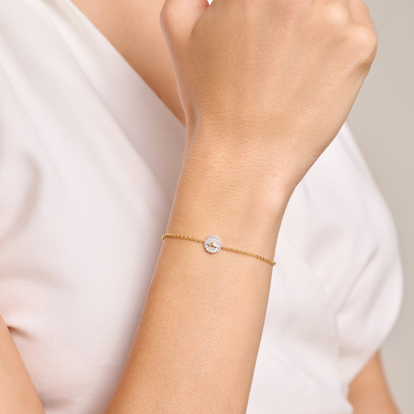 Lotus Tag Bolo Bracelet in 14K Yellow Gold-Plated Sterling Silver | M by Monte Luna