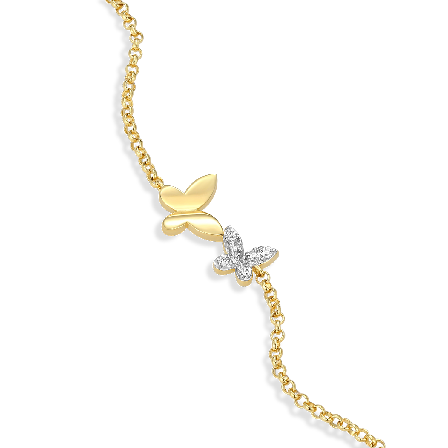 Twin Butterfly Lab-Created Diamond Bolo Bracelet in 14K Gold & Rhodium-Plated Sterling Silver | M by Monte Luna