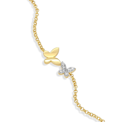 Twin Butterfly Lab-Created Diamond Bolo Bracelet in 14K Gold & Rhodium-Plated Sterling Silver | M by Monte Luna