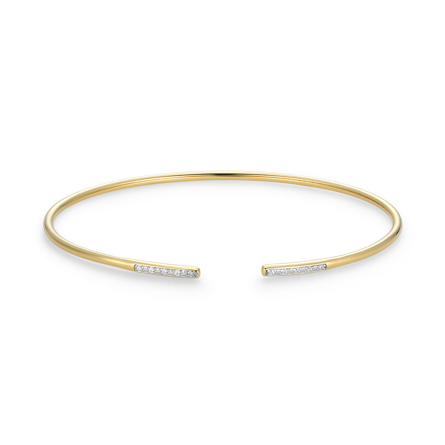 Pave Minimalist Lab-Created Diamond Flex Cuff Bracelet in 14K Gold & Rhodium-Plated Sterling Silver | M by Monte Luna