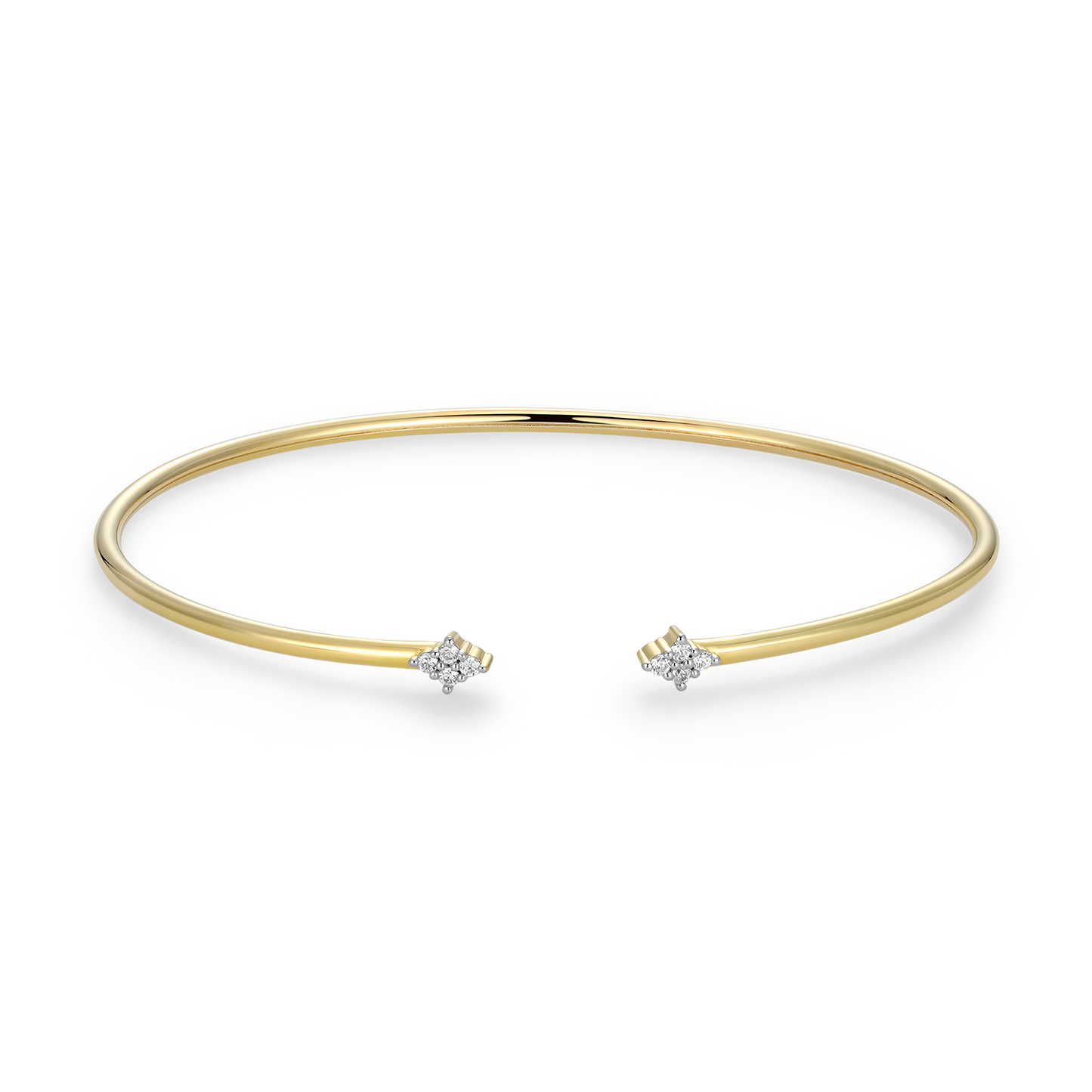 Four Cluster Lab-Created Diamond Flex Cuff Bracelet in 14K Gold & Rhodium-Plated Sterling Silver | M by Monte Luna