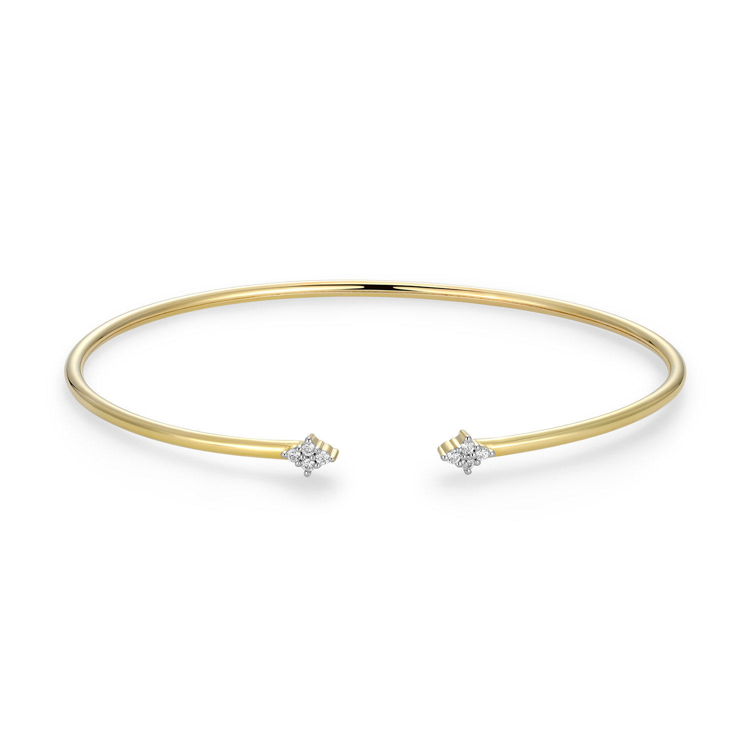 Four Cluster Lab-Created Diamond Flex Cuff Bracelet in 14K Gold & Rhodium-Plated Sterling Silver | M by Monte Luna