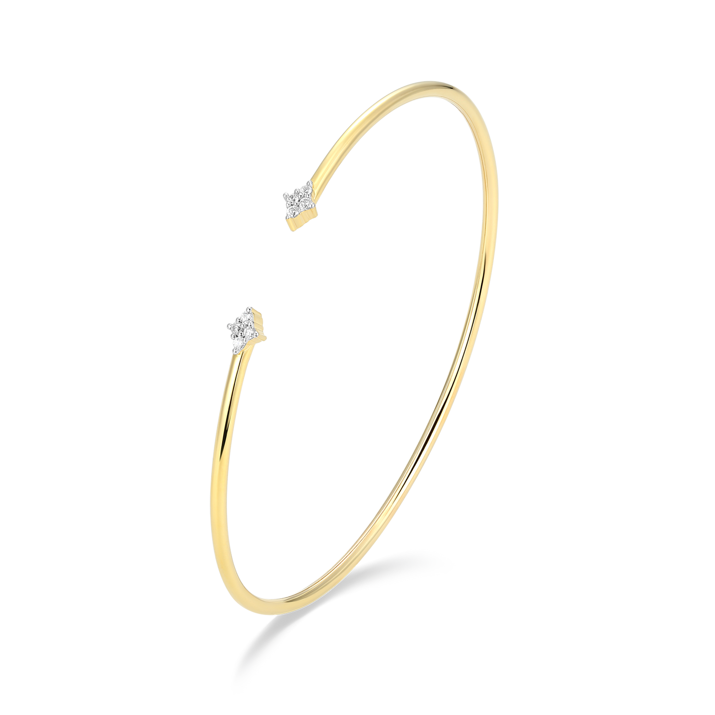 Four Cluster Lab-Created Diamond Flex Cuff Bracelet in 14K Gold & Rhodium-Plated Sterling Silver | M by Monte Luna