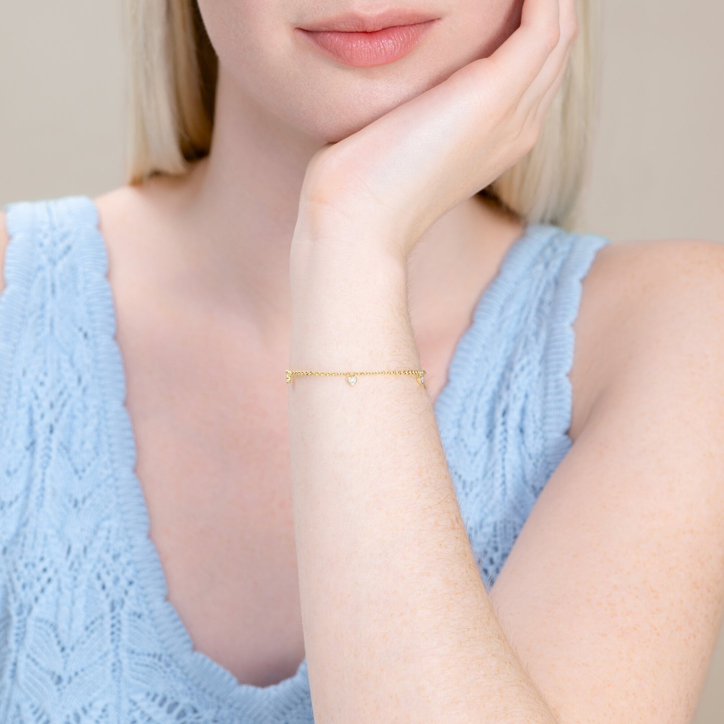 Dangling Hearts Bolo Bracelet in 14K Yellow Gold-Plated Sterling Silver | M by Monte Luna