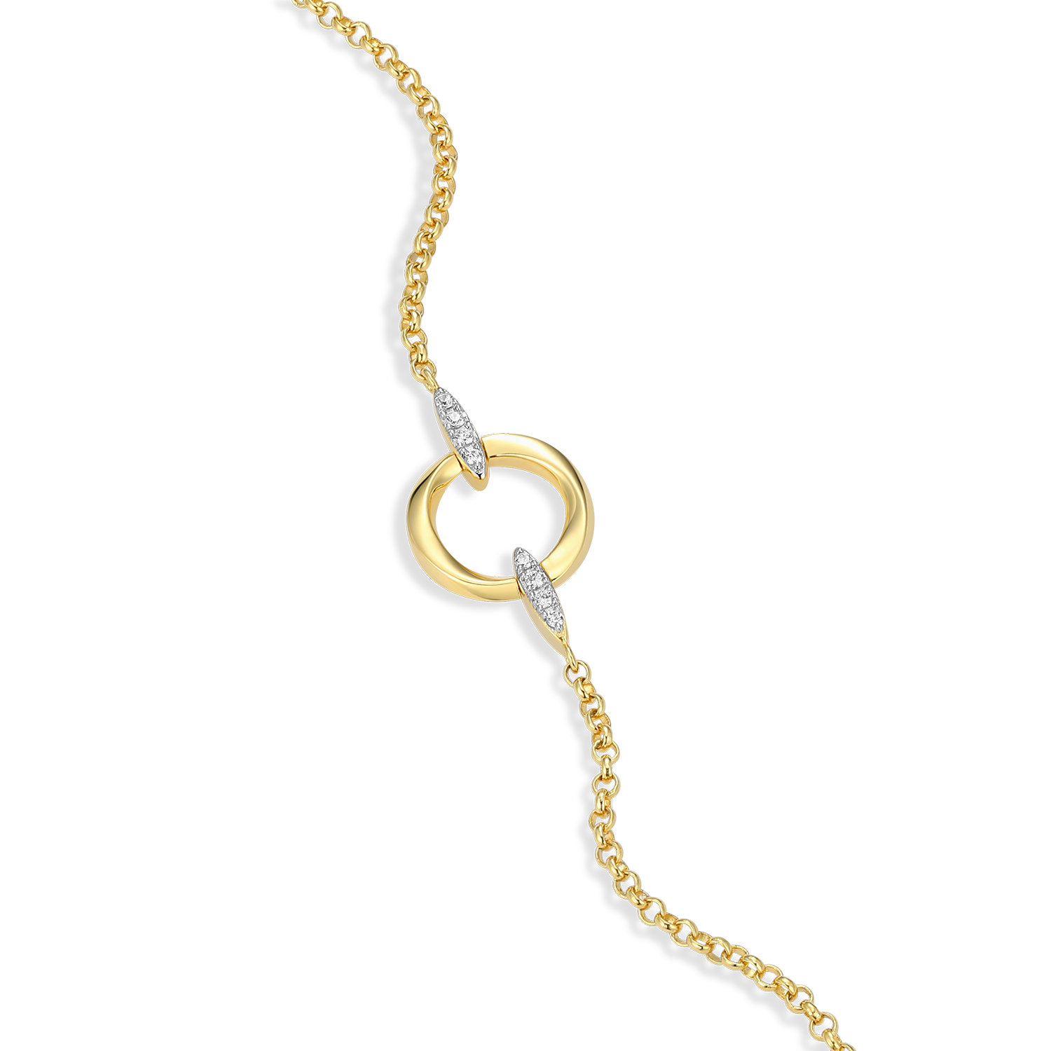 Knife Edge Circle Link Lab-Created Diamond Bolo Bracelet in 14K Gold & Rhodium-Plated Sterling Silver | M by Monte Luna