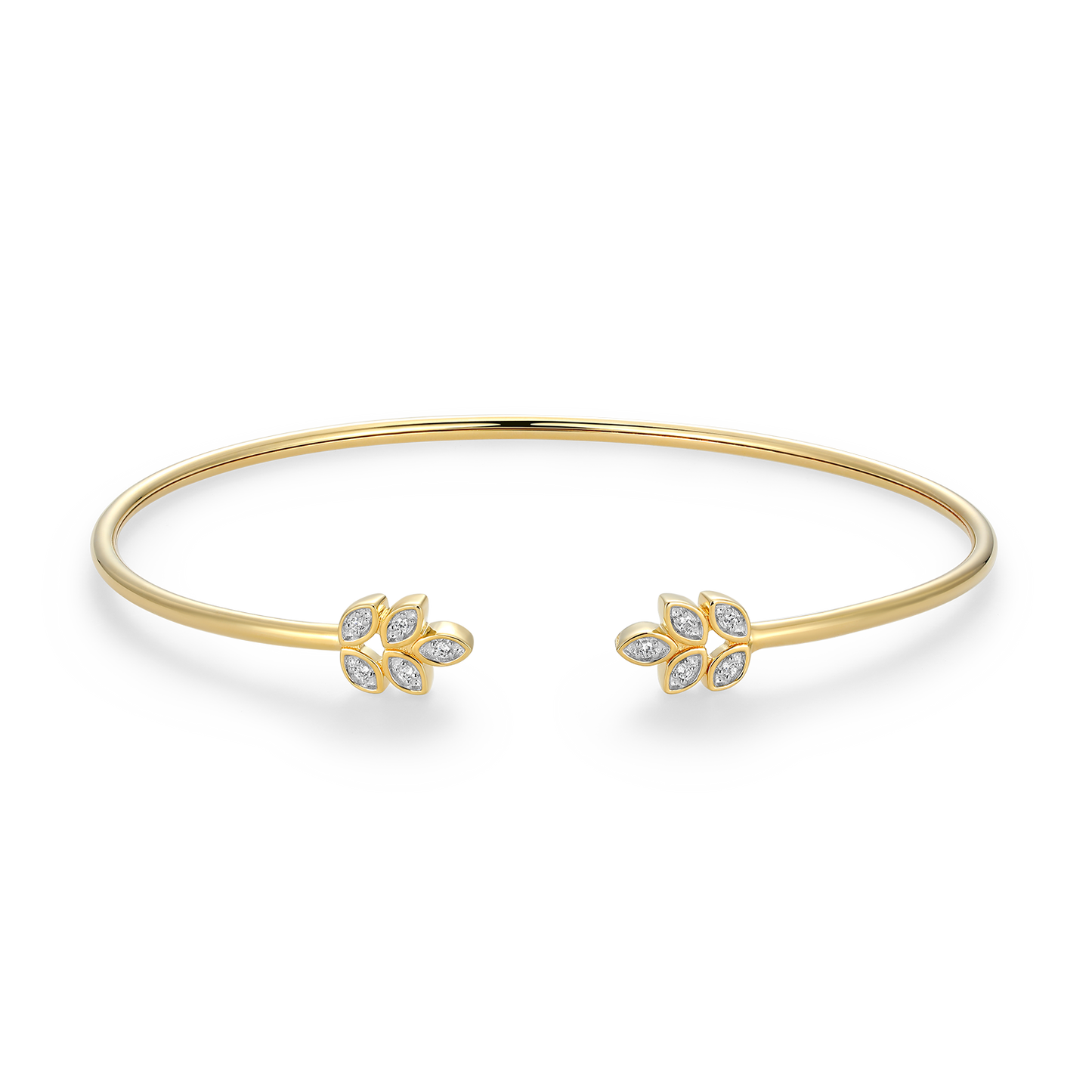 Marquis Flower Lab-Created Diamond Flex Cuff Bracelet in 14K Gold & Rhodium-Plated Sterling Silver | M by Monte Luna