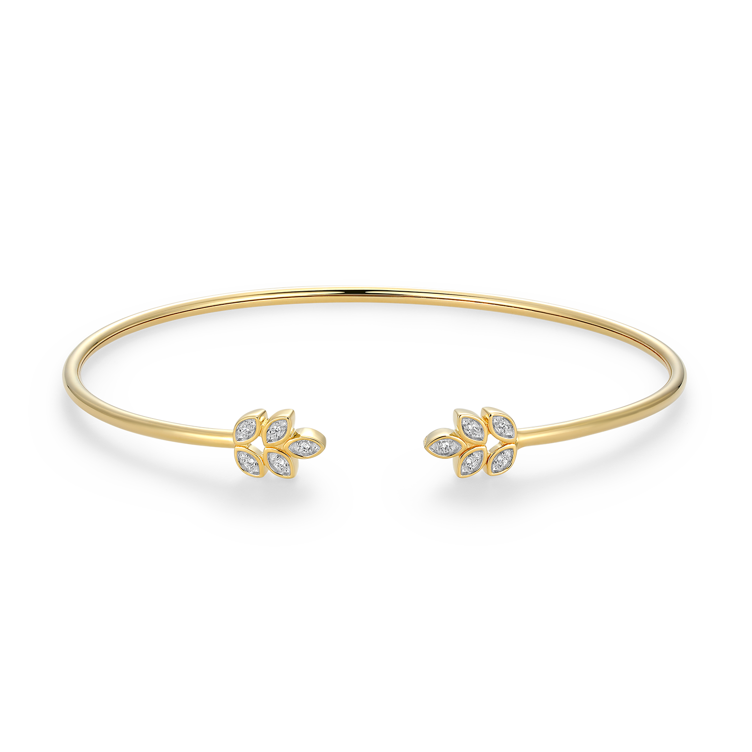 Marquis Flower Lab-Created Diamond Flex Cuff Bracelet in 14K Gold & Rhodium-Plated Sterling Silver | M by Monte Luna