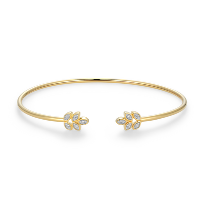 Marquis Flower Lab-Created Diamond Flex Cuff Bracelet in 14K Gold & Rhodium-Plated Sterling Silver | M by Monte Luna
