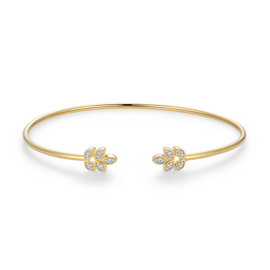 Marquis Flower Lab-Created Diamond Flex Cuff Bracelet in 14K Gold & Rhodium-Plated Sterling Silver | M by Monte Luna