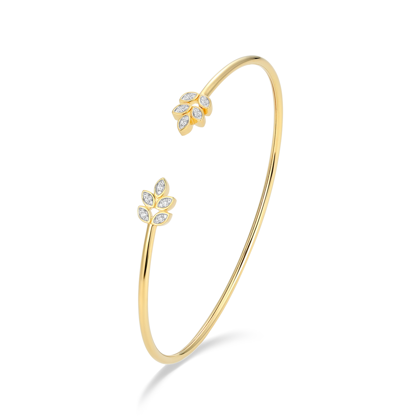 Marquis Flower Lab-Created Diamond Flex Cuff Bracelet in 14K Gold & Rhodium-Plated Sterling Silver | M by Monte Luna