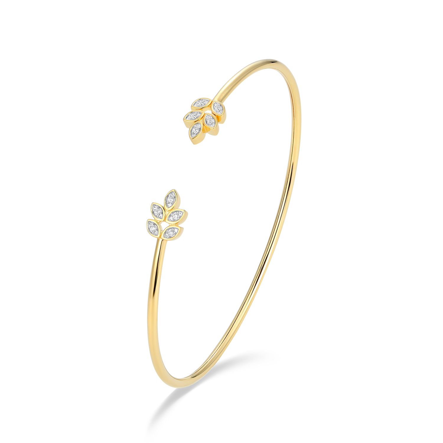 Marquis Flower Lab-Created Diamond Flex Cuff Bracelet in 14K Gold & Rhodium-Plated Sterling Silver | M by Monte Luna