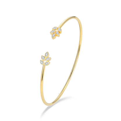 Marquis Flower Lab-Created Diamond Flex Cuff Bracelet in 14K Gold & Rhodium-Plated Sterling Silver | M by Monte Luna