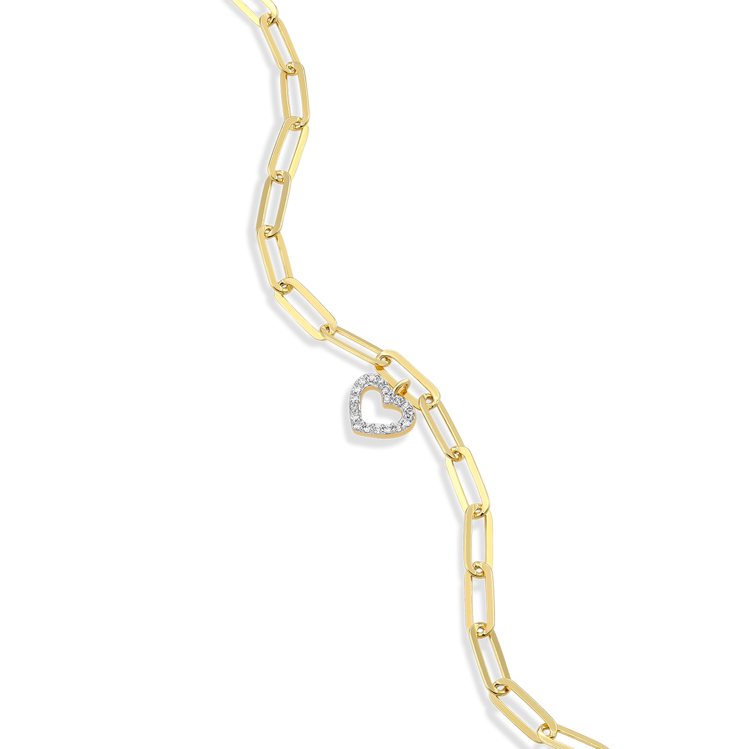 Open Heart Pendant Lab-Created Diamond Paperclip Bracelet in 14K Gold & Rhodium-Plated Sterling Silver | M by Monte Luna