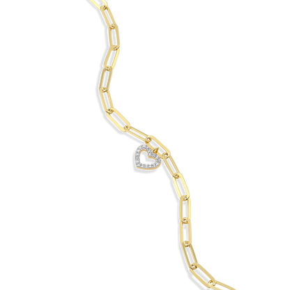 Open Heart Pendant Lab-Created Diamond Paperclip Bracelet in 14K Gold & Rhodium-Plated Sterling Silver | M by Monte Luna
