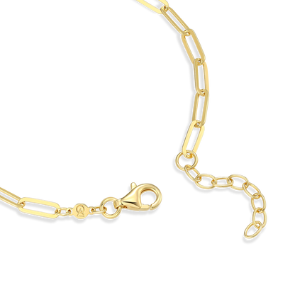 Open Heart Pendant Lab-Created Diamond Paperclip Bracelet in 14K Gold & Rhodium-Plated Sterling Silver | M by Monte Luna