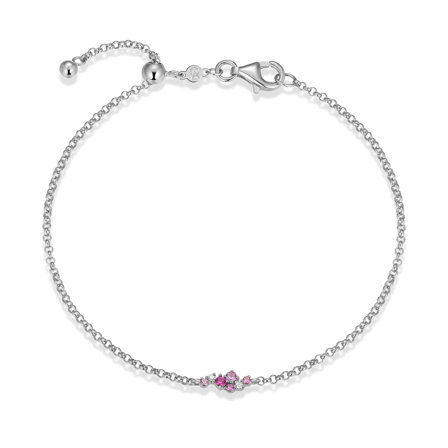 Scattered Ombre Lab-Created Ruby & Diamond Bolo Bracelet in Rhodium-Plated Sterling Silver | M by Monte Luna