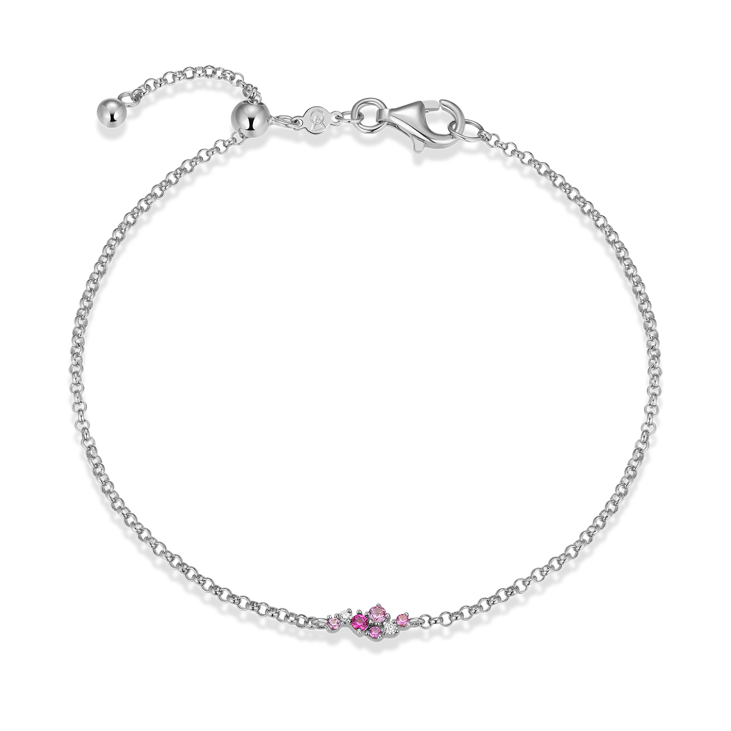 Scattered Ombre Lab-Created Ruby & Diamond Bolo Bracelet in Rhodium-Plated Sterling Silver | M by Monte Luna