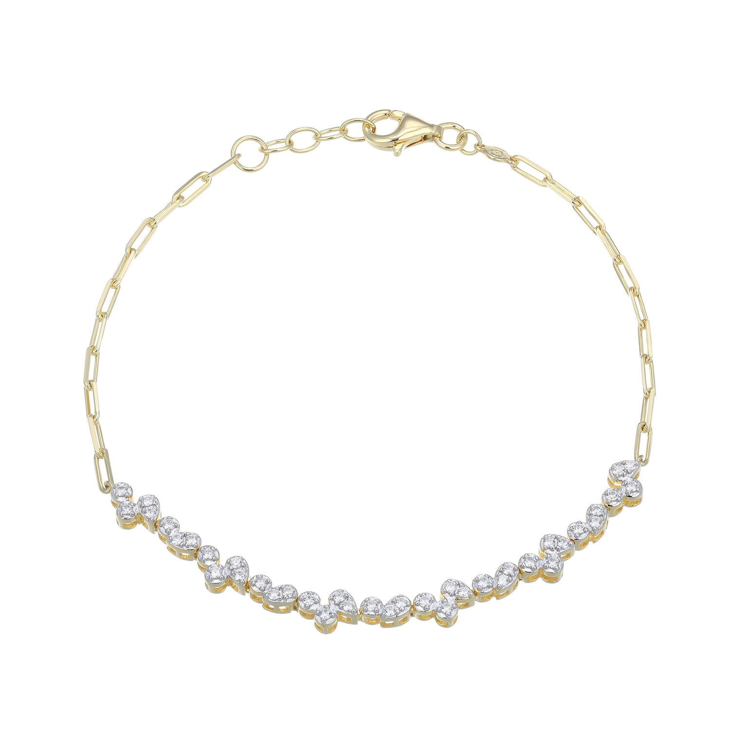 MB0122 - Pear/Round Lab-Created Diamond Paperclip Bracelet | Monte Luna