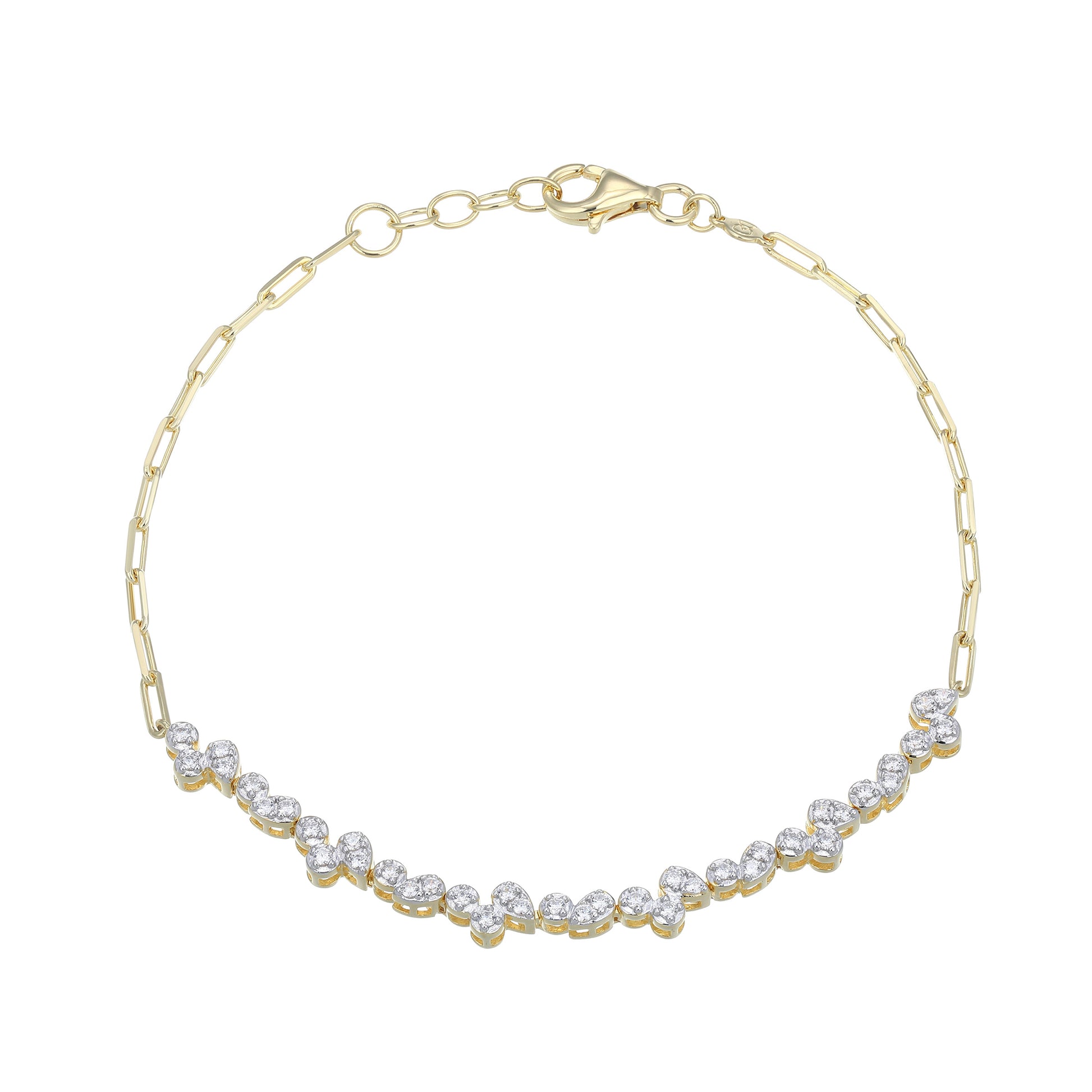 MB0122 - Pear/Round Lab-Created Diamond Paperclip Bracelet | Monte Luna