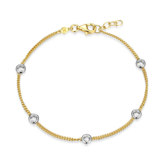MB0133Y - Two-Tone Station Curb Chain Bracelet | Monte Luna