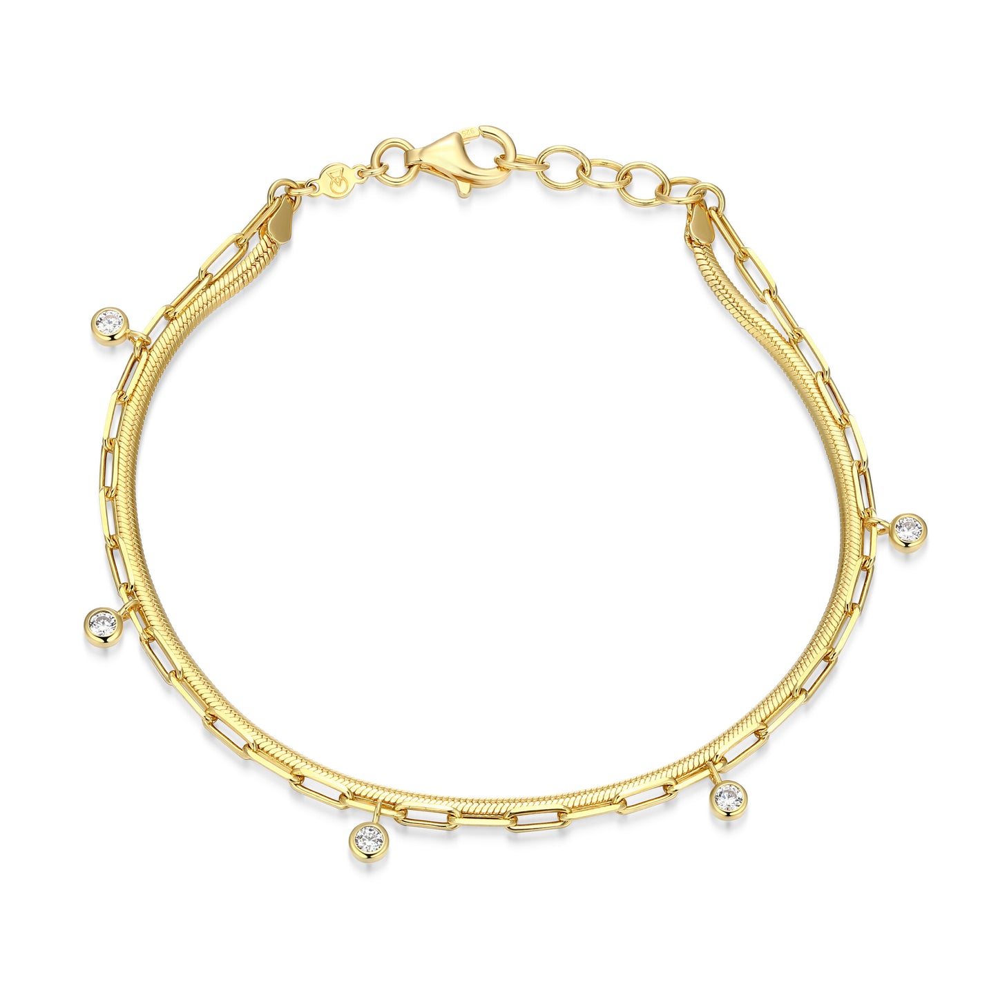 BB0306Y - Dangling Station Double Chain Bracelet | m by monte luna