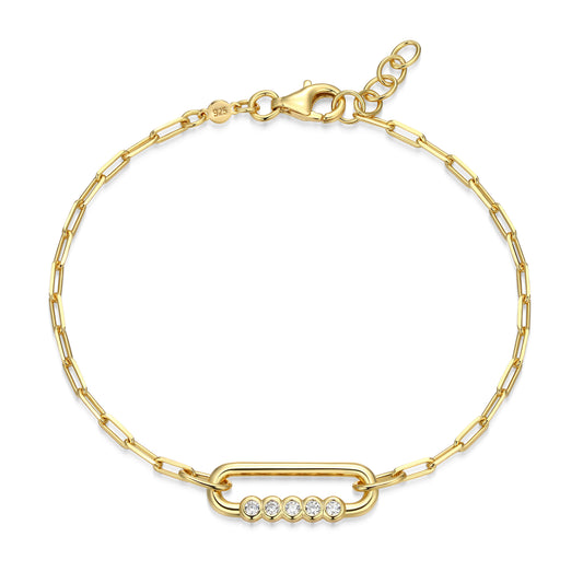 BB0304Y - Bezel-Set Paperclip Link Bracelet | m by monte luna