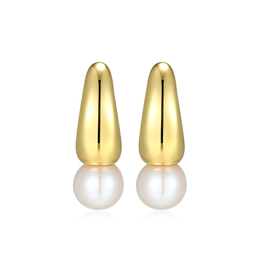 RE0207Y - Freshwater Pearl J-Huggie Earrings | reign