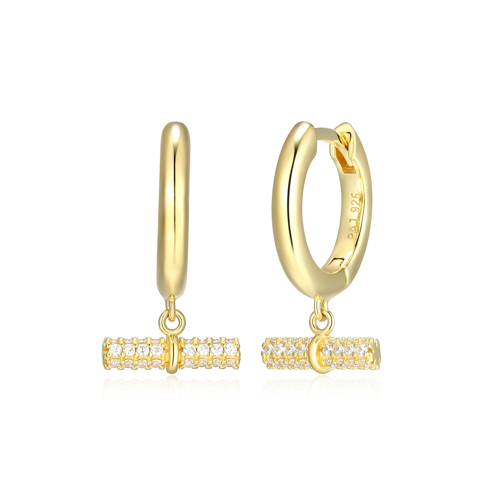 RE0192 - Gold Bar Charm Huggie Earrings | reign