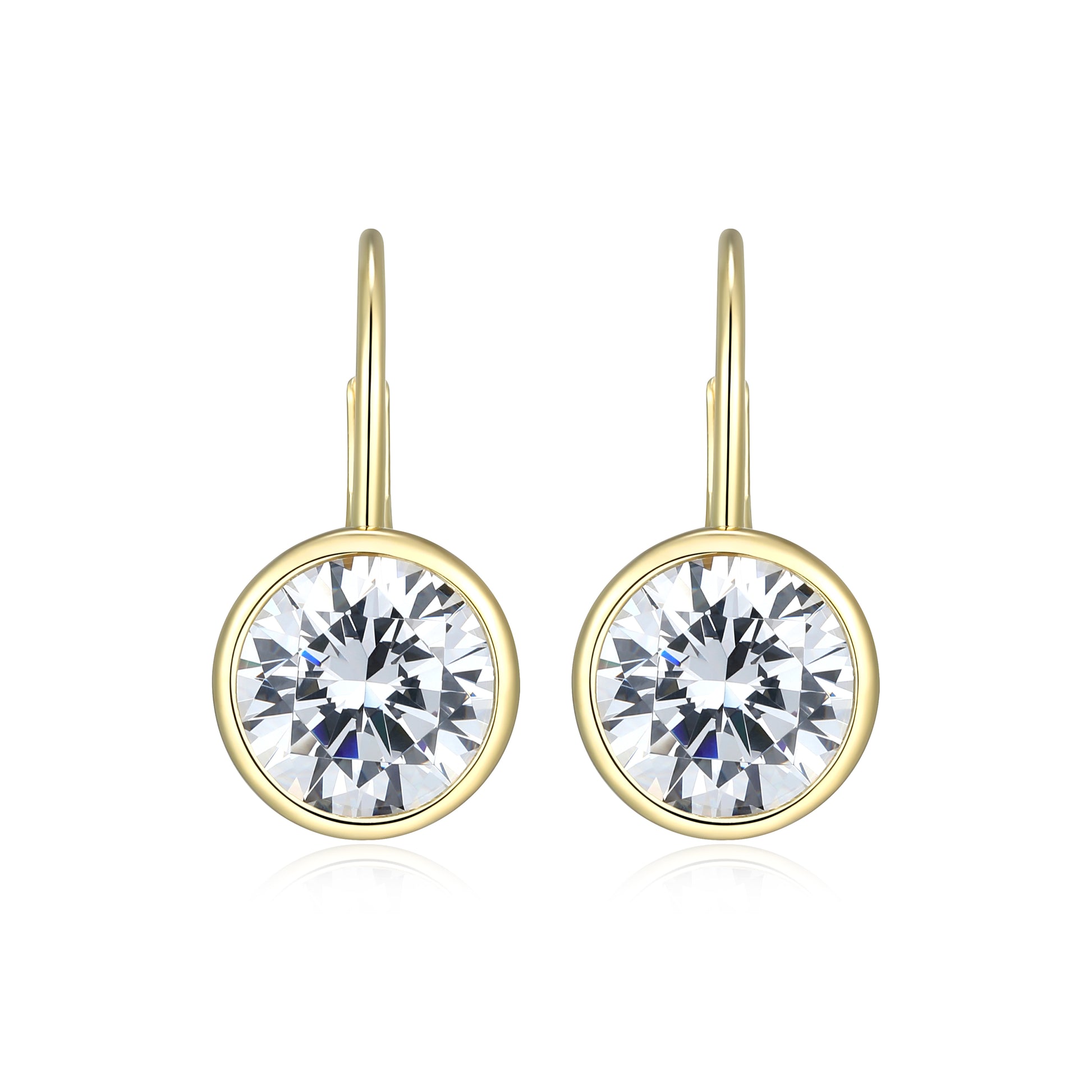 RE0182Y - Round-Cut CZ Leverback Earrings | reign