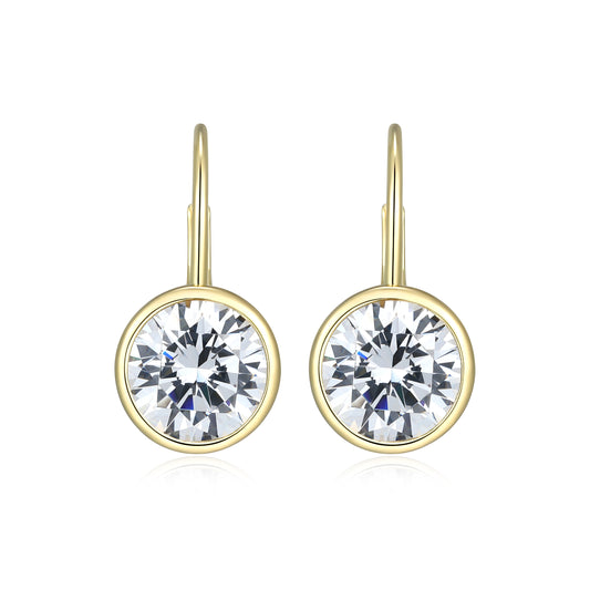 RE0182Y - Round-Cut CZ Leverback Earrings | reign