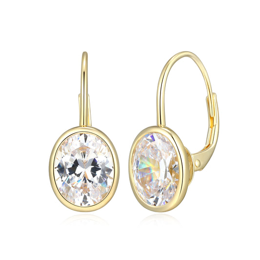 RE0180 - Oval-Cut CZ Leverback Earrings | reign