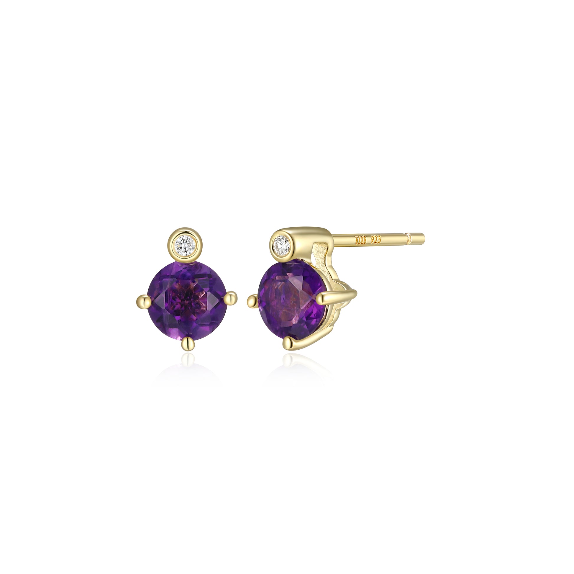 E10348FEBY - Birthstone with Lab-Grown Diamond Accent Stud Earrings | elle