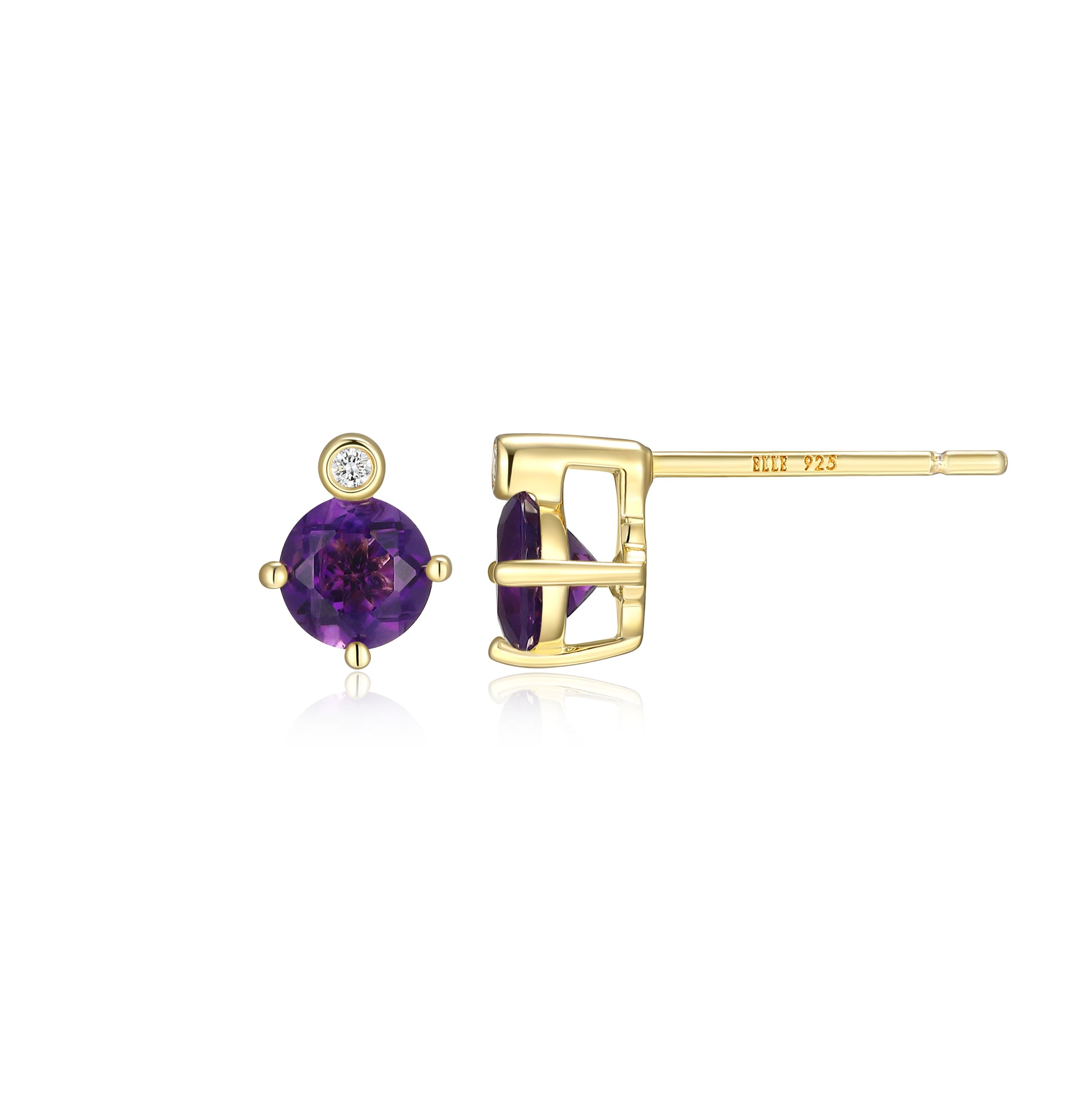 E10348FEBY - Birthstone with Lab-Grown Diamond Accent Stud Earrings | elle