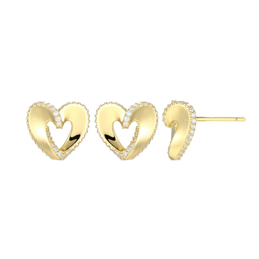 LE0251 - Ribbon Heart Stud Earrings | elle