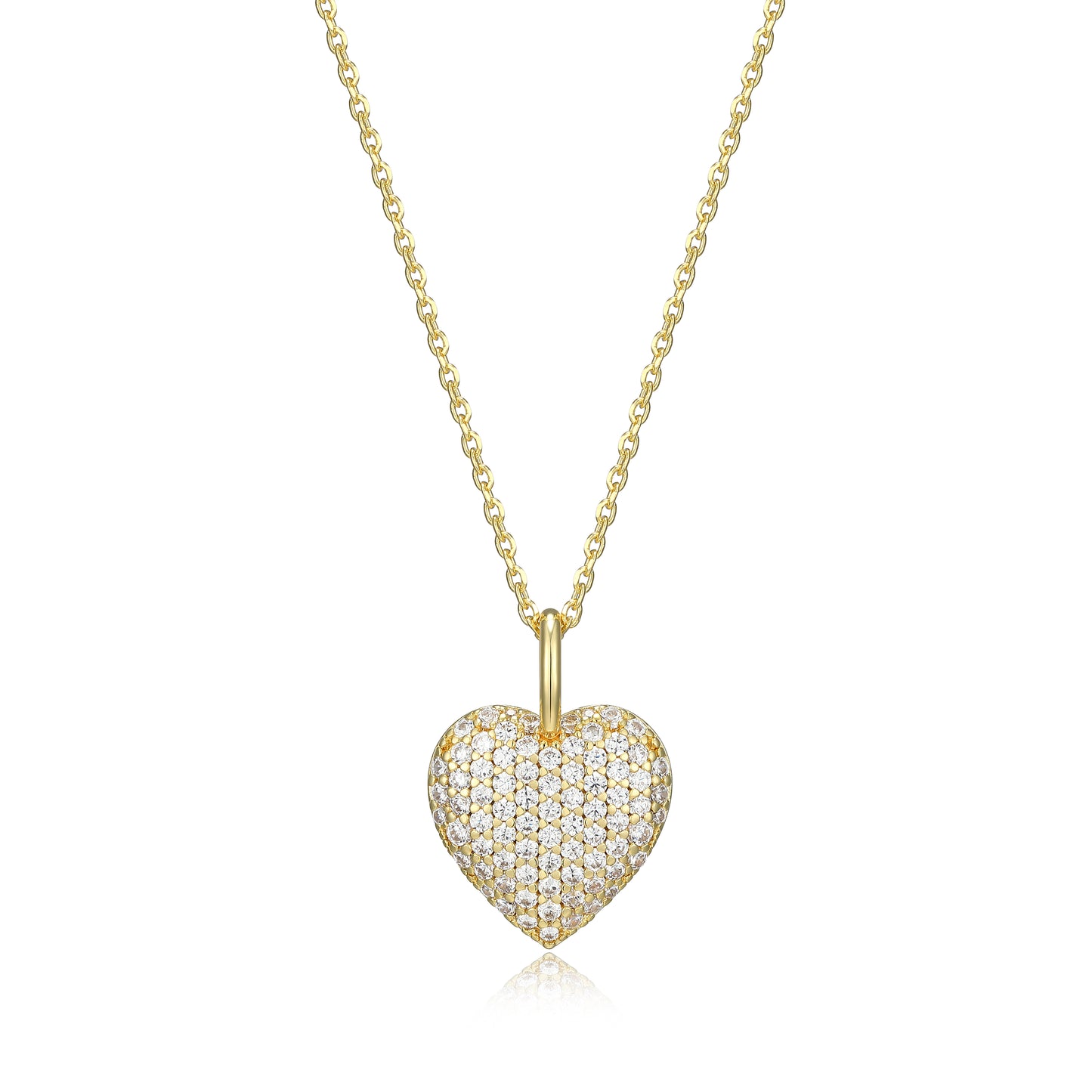 RN0198Y - Pavé Heart Pendant Necklace | reign