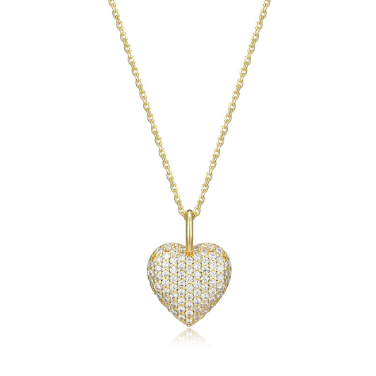 RN0198Y - Pavé Heart Pendant Necklace | reign