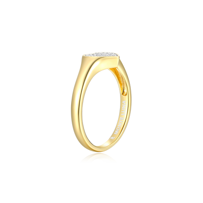Lab-Created Diamond Pave Heart Signet Ring in 14K Yellow Gold-Plated Sterling Silver | M by Monte Luna